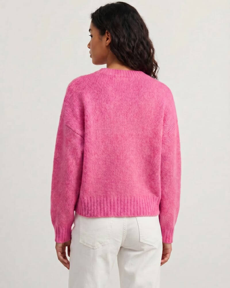 Lily Fluffy Knit Cardigan in PEONY