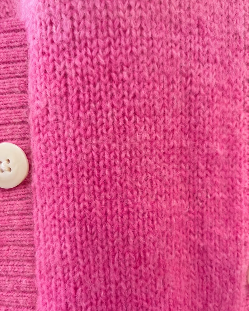 Lily Fluffy Knit Cardigan in PEONY