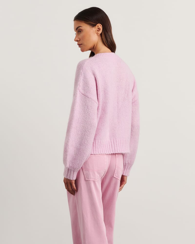 Lily Fluffy Knit Cardigan in PINK FROST