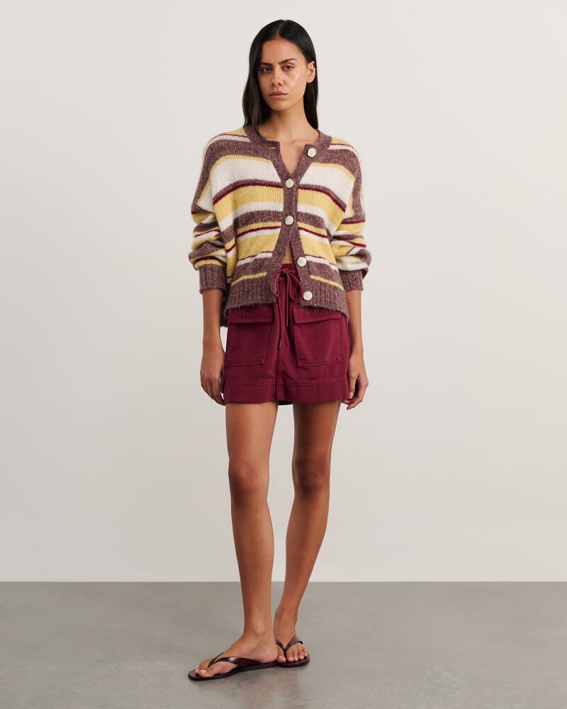 Lily Fluffy Knit Cardigan in YELLOW MULTI