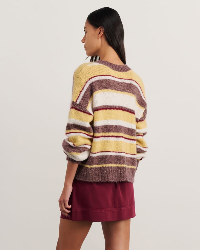 Lily Fluffy Knit Cardigan in YELLOW MULTI