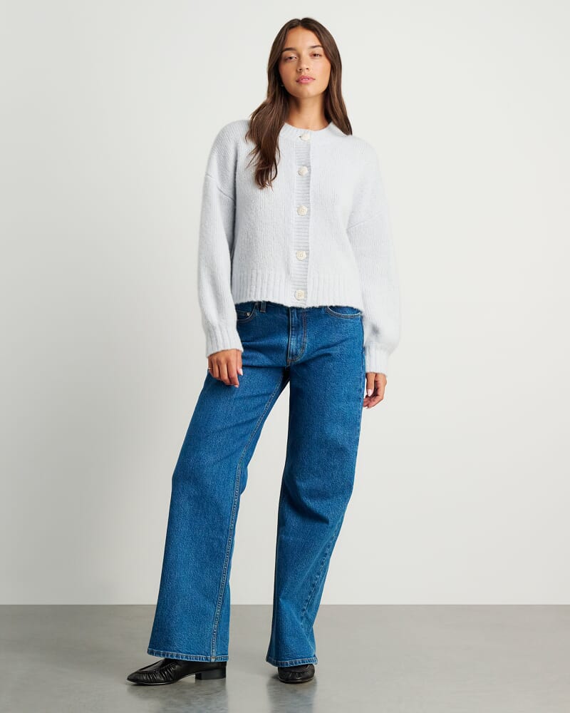 Lily Fluffy Knit Cardigan in ICE BLUE