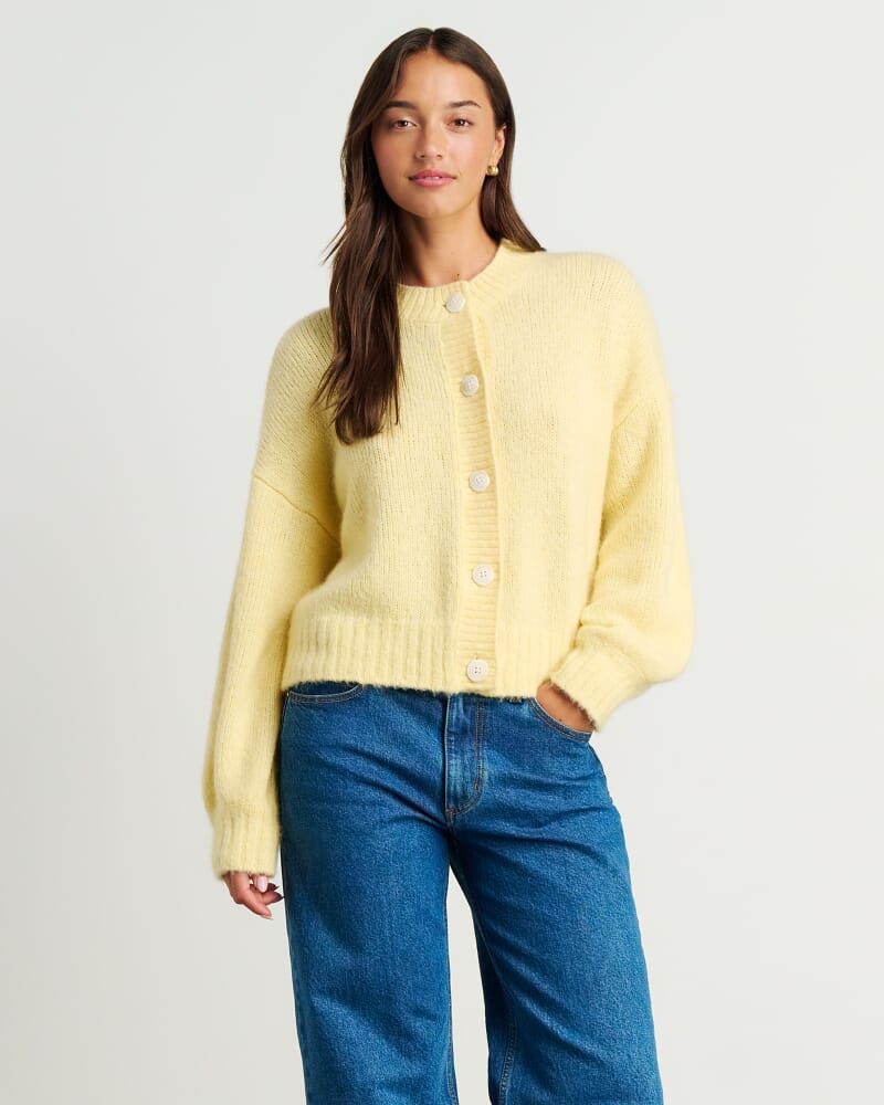 Lily Fluffy Knit Cardigan in SUNSHINE