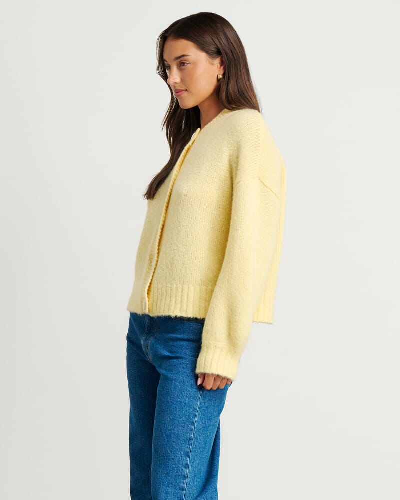 Lily Fluffy Knit Cardigan in SUNSHINE