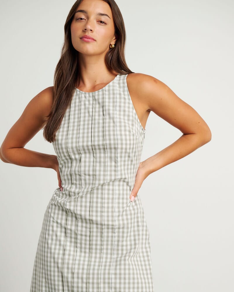 Poppy Gingham Maxi Dress in GREEN TEA