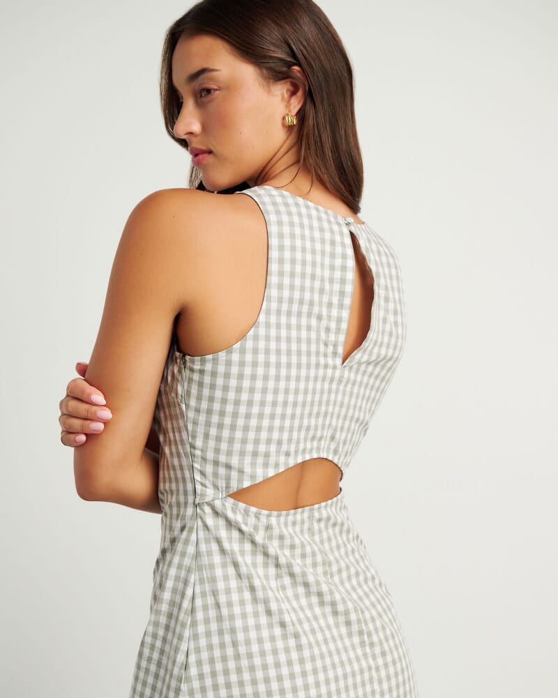 Poppy Gingham Maxi Dress in GREEN TEA