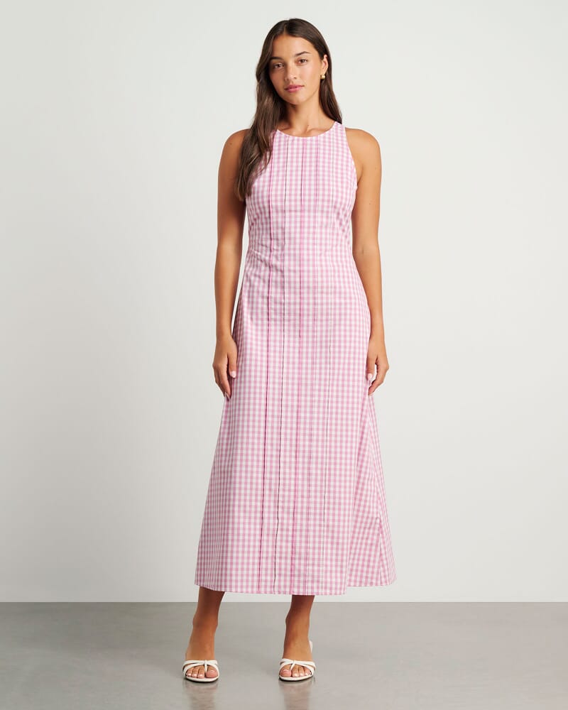 Poppy Gingham Maxi Dress in PINK