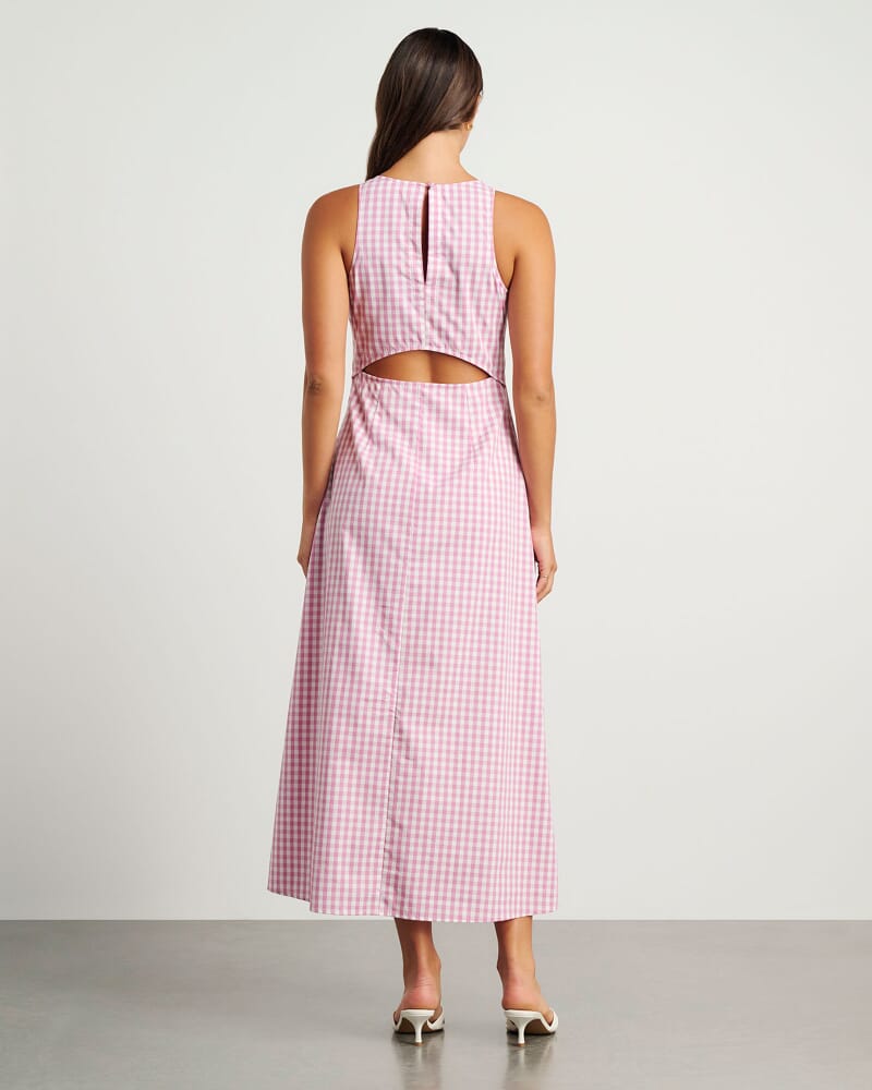 Poppy Gingham Maxi Dress in PINK
