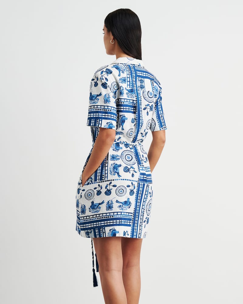 Lovebird Mini Shirt Dress in IVORY/MULTI
