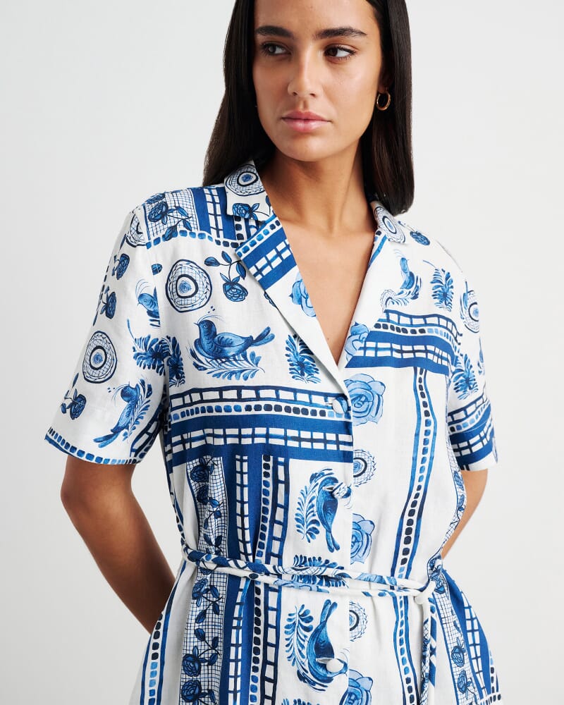 Lovebird Mini Shirt Dress in IVORY/MULTI