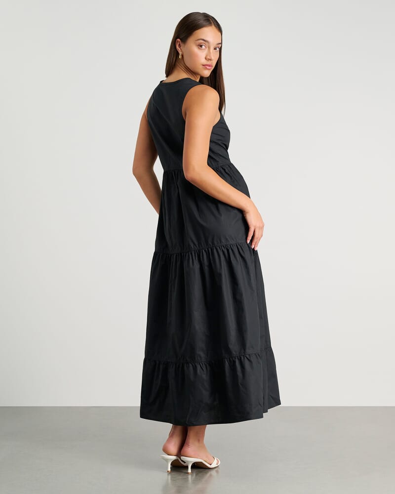 Sleeveless Tie Maxi Dress in BLACK
