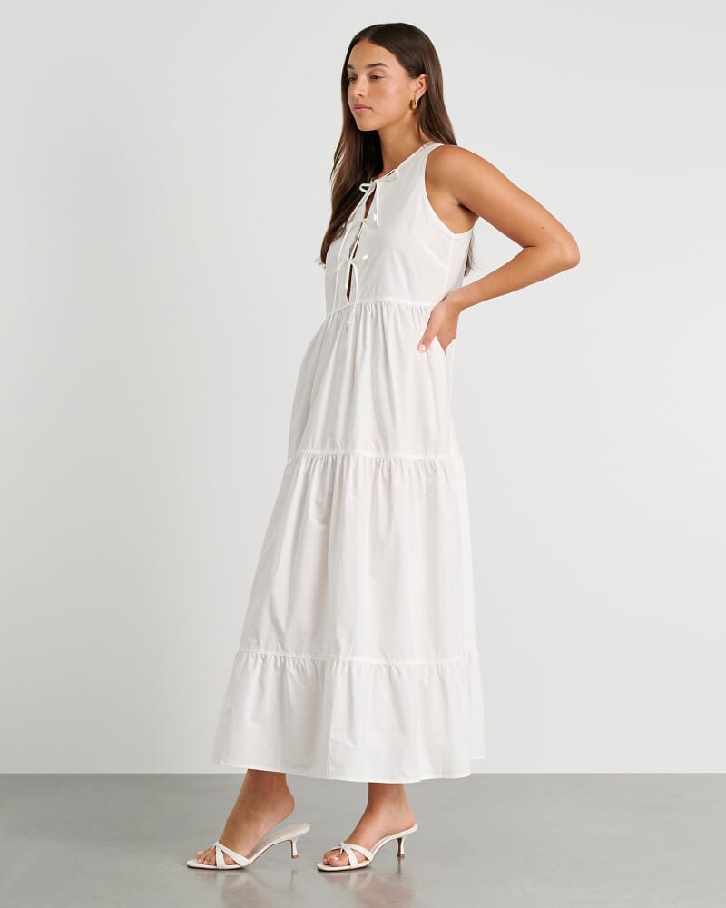 Sleeveless Tie Maxi Dress in WHITE