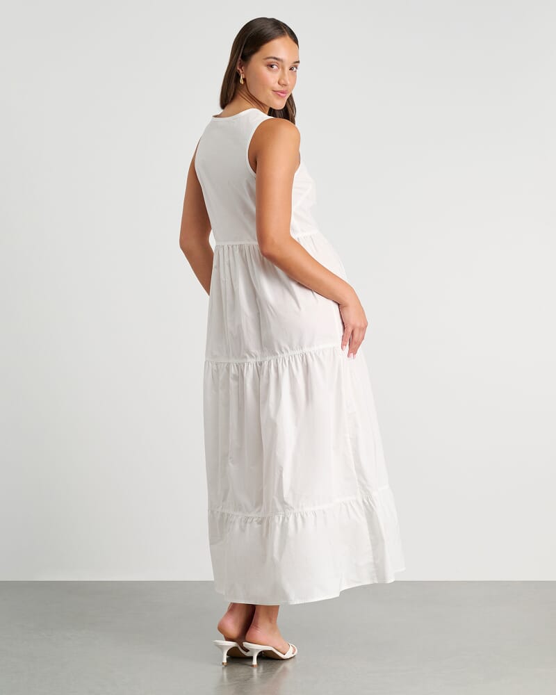 Sleeveless Tie Maxi Dress in WHITE