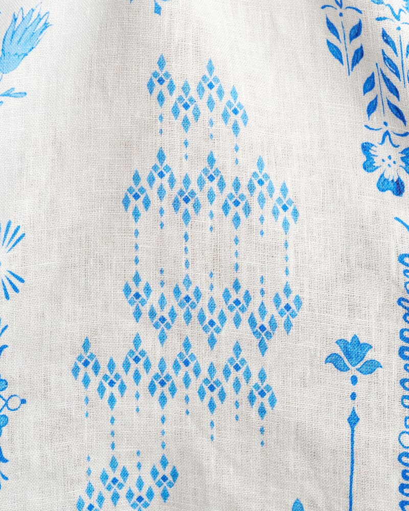 Kilde Linen Shirt Dress in IVORY/BLUE