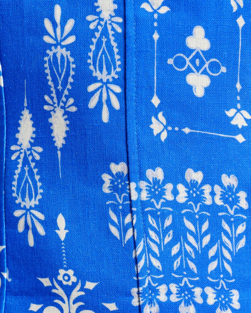 Kilde Linen Mini Dress in BLUE/IVORY