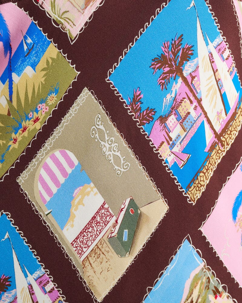 Panorama Bias Slip Dress in BROWN MULTI