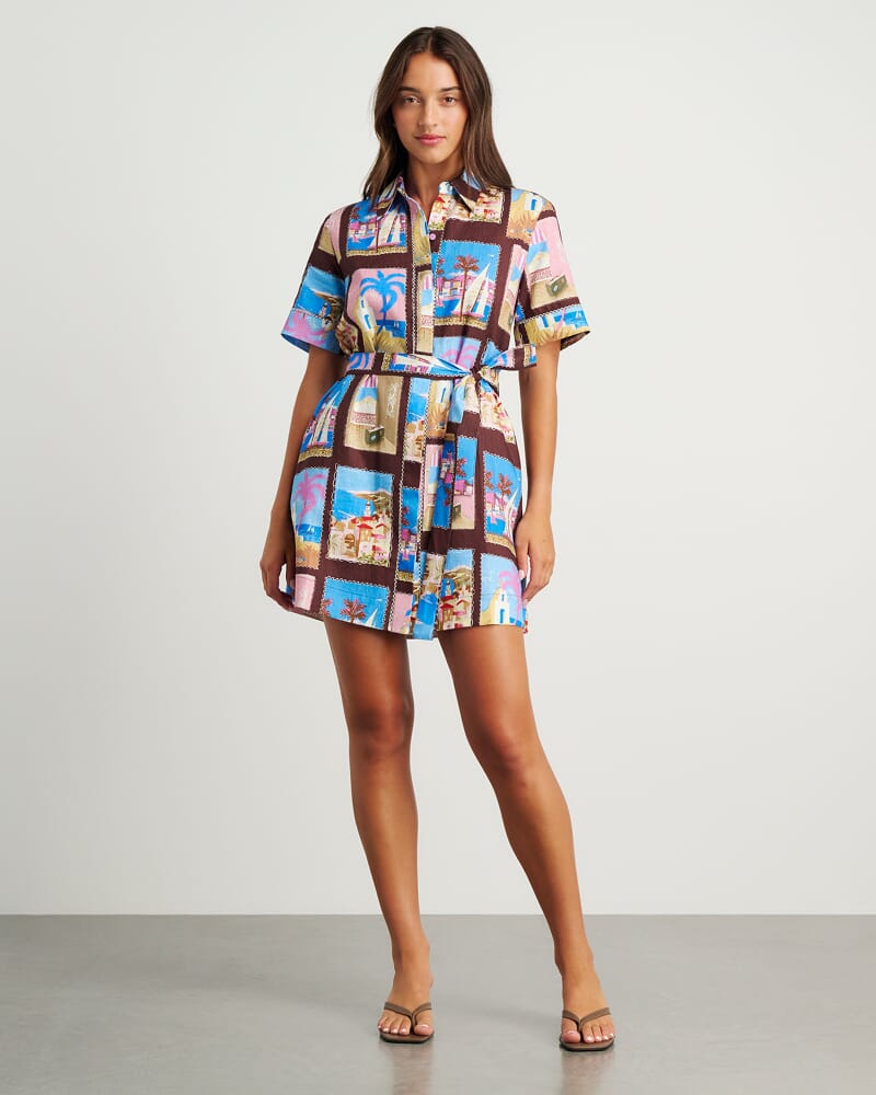 Panorama Shirt Dress in BROWN MULTI