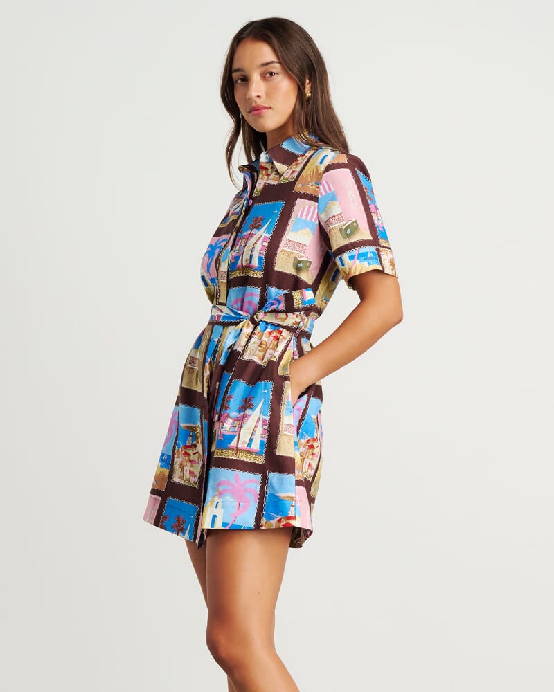Panorama Shirt Dress in BROWN MULTI