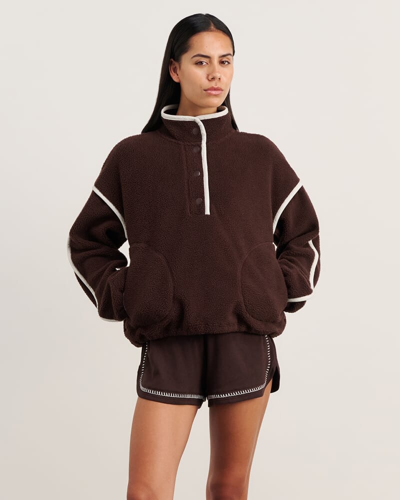 Polar Fleece Sweater in DARK CHOCOLATE