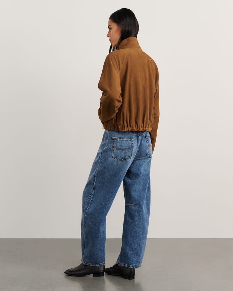 Ophelia Suede Bomber in BISCUIT