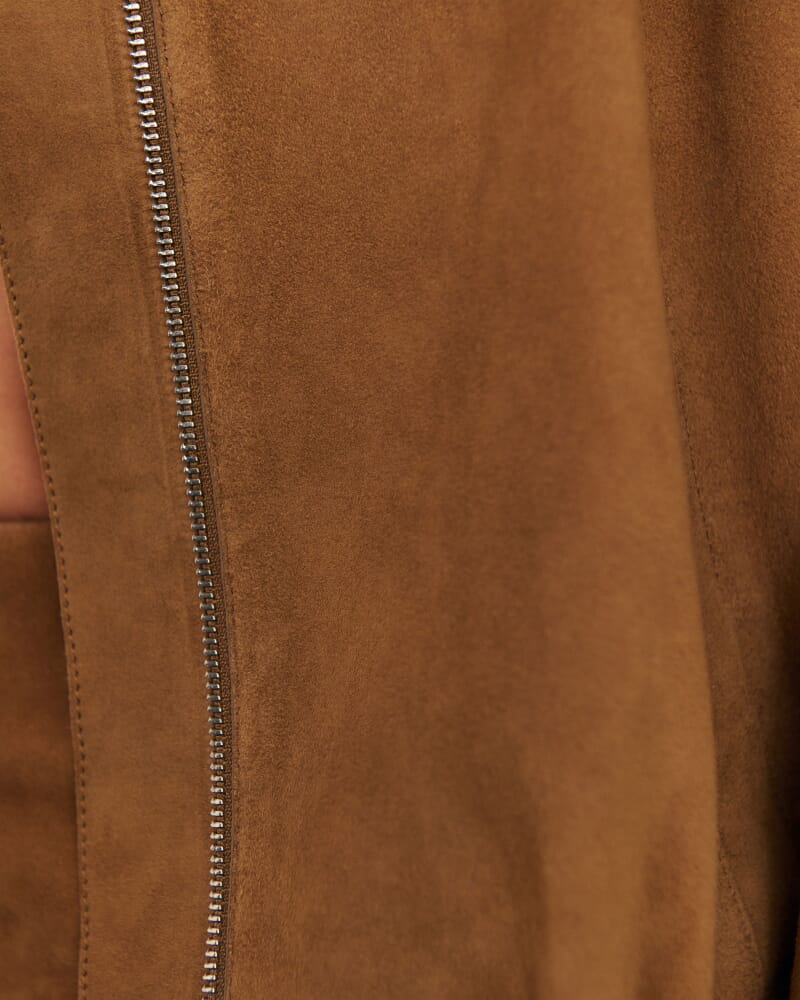 Ophelia Suede Bomber in BISCUIT