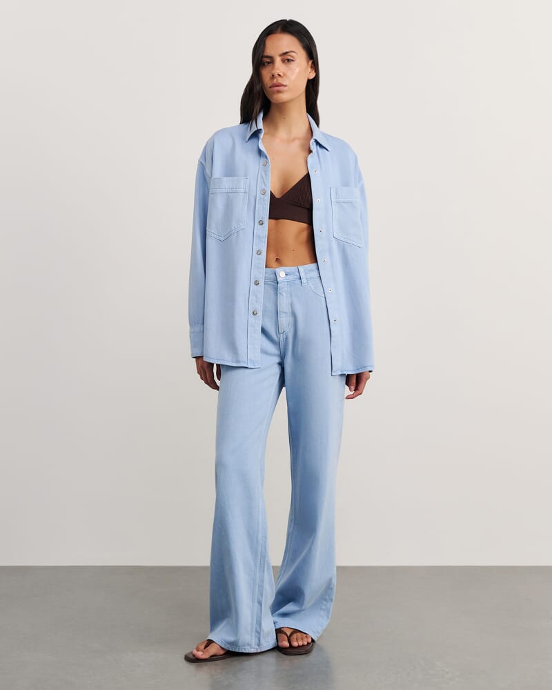 Loe Denim Shacket in POWDER BLUE