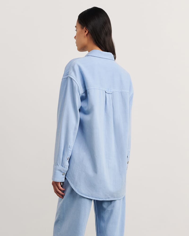 Loe Denim Shacket in POWDER BLUE