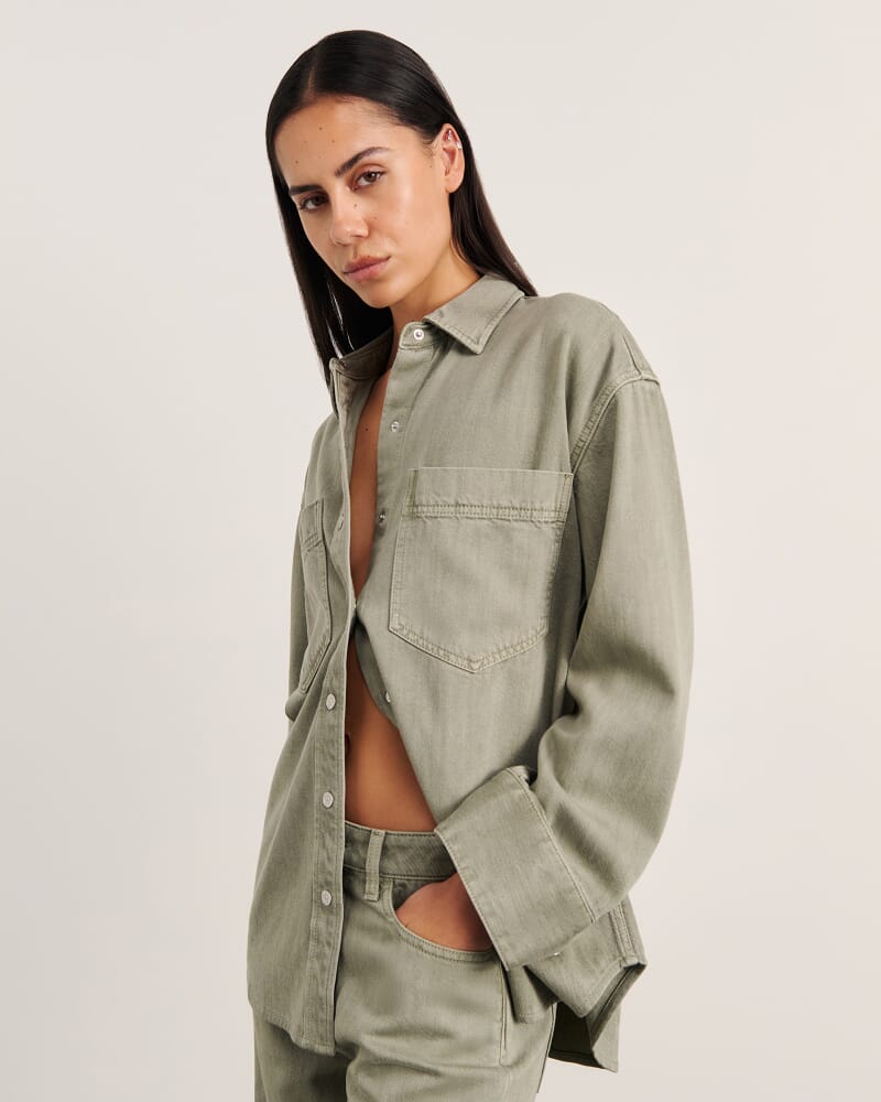 Loe Denim Shacket in SAGE