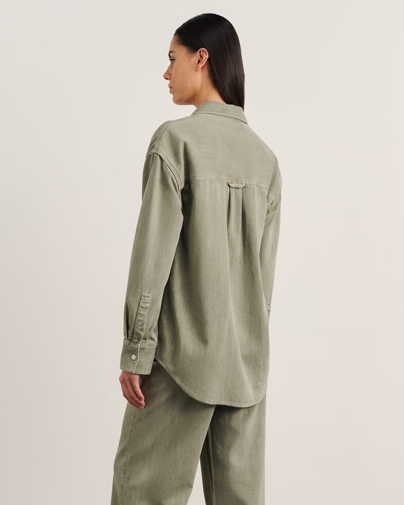 Loe Denim Shacket in SAGE