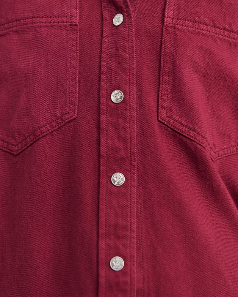 Loe Denim Shacket in WINE