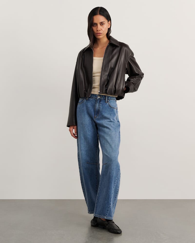 Leather Bomber in DARK CHOCOLATE