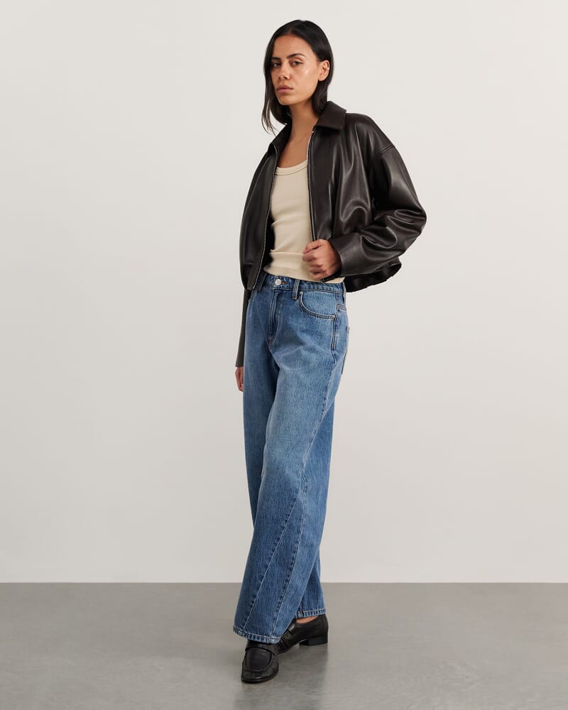 Leather Bomber in DARK CHOCOLATE