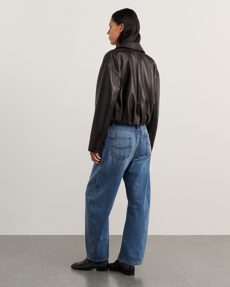 Leather Bomber in DARK CHOCOLATE