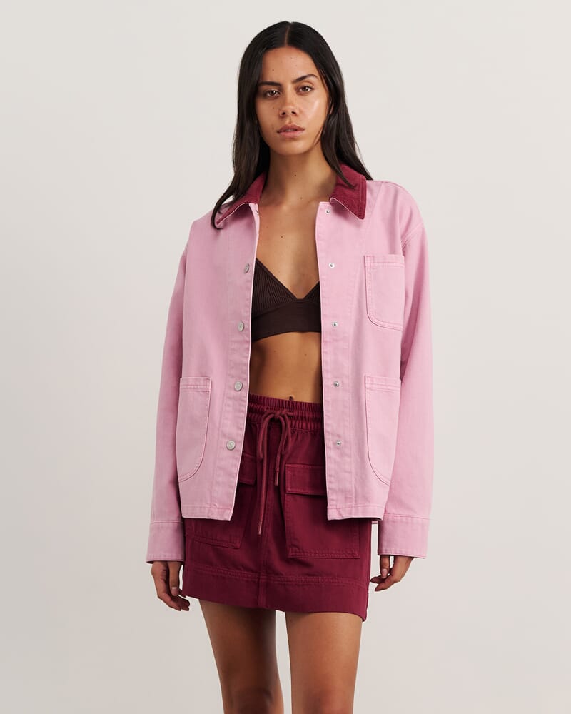 Denim Barn Jacket in PINK FROST