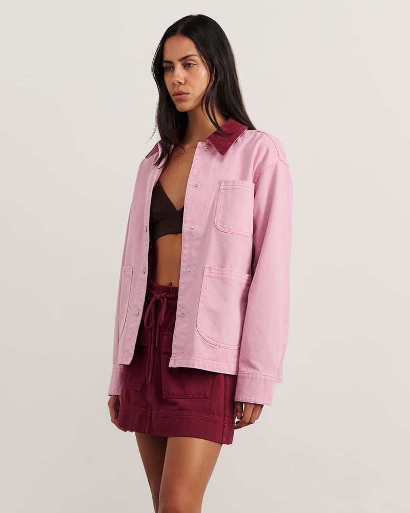 Denim Barn Jacket in PINK FROST