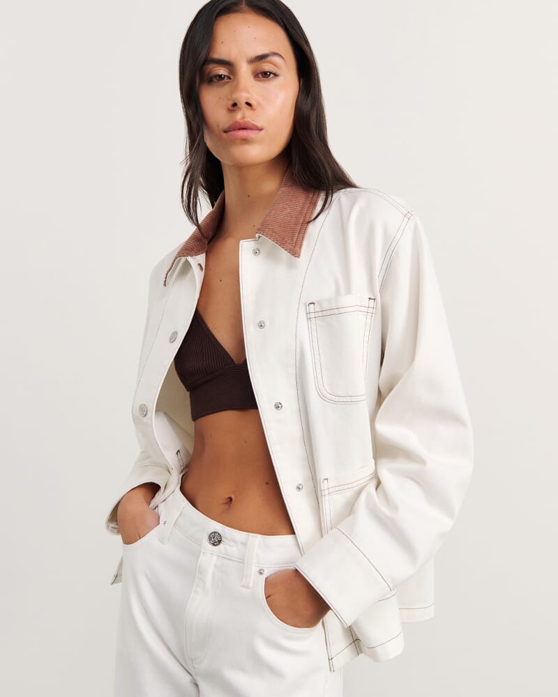 Denim Barn Jacket in WHITE