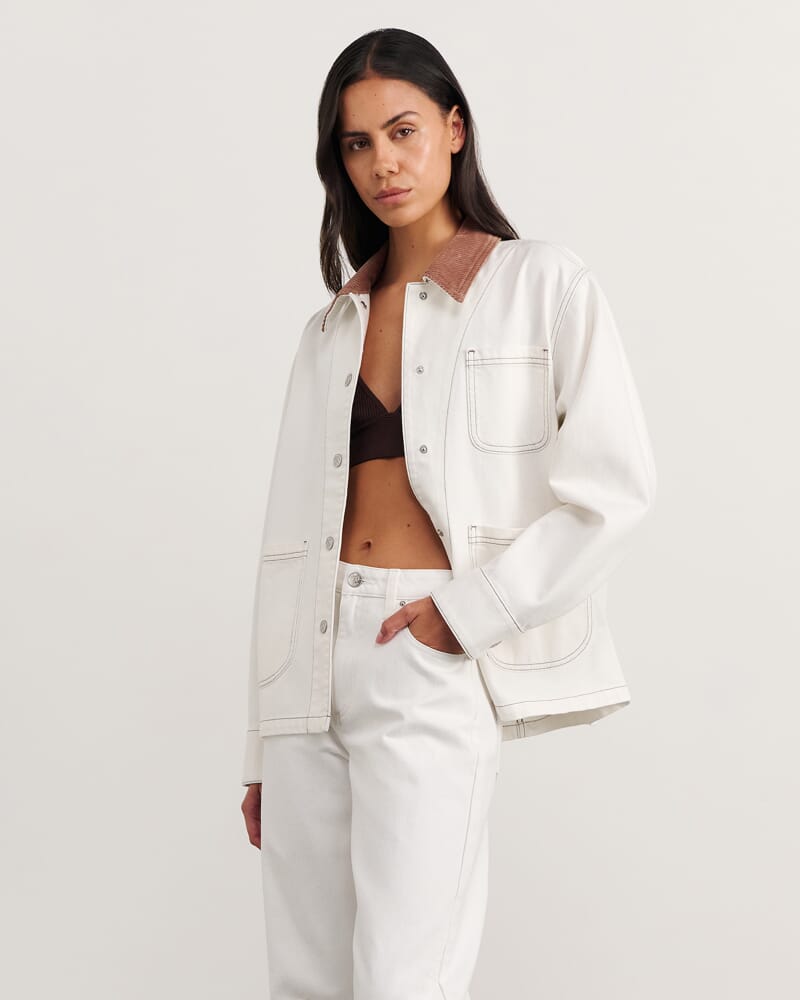 Denim Barn Jacket in WHITE