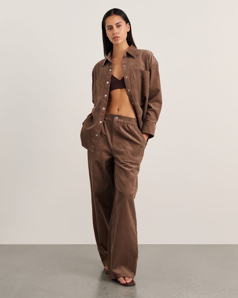 Demi Cord Pant in LATTE