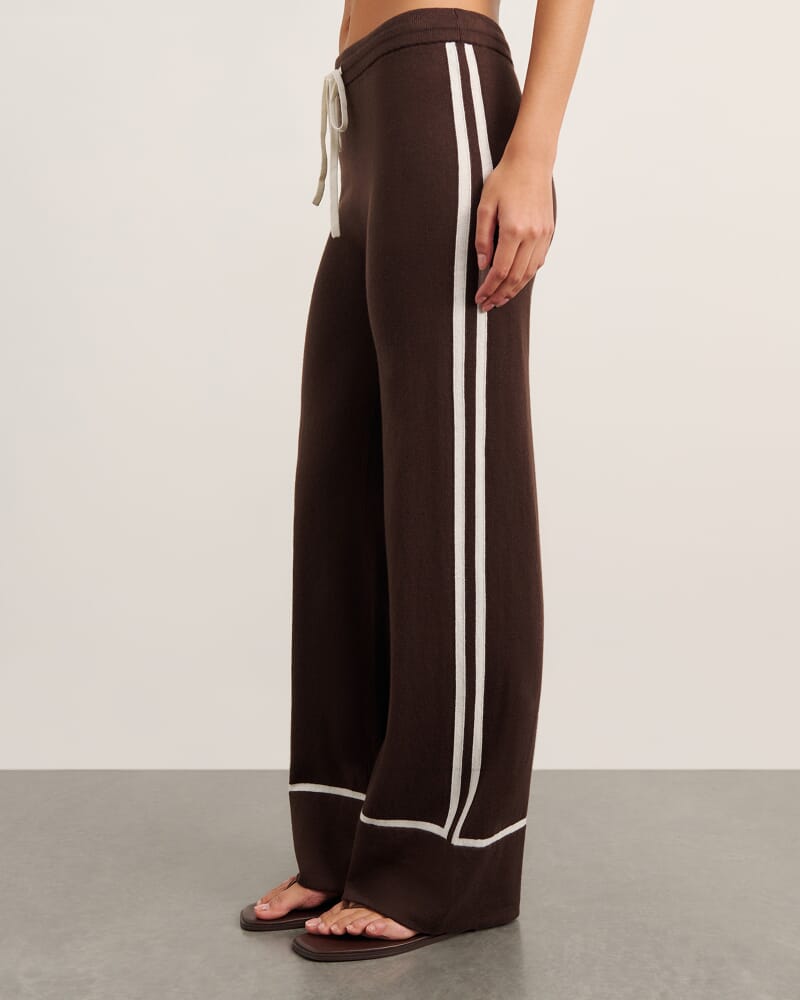 Orla Contrast Knit Pant in DARK CHOCOLATE