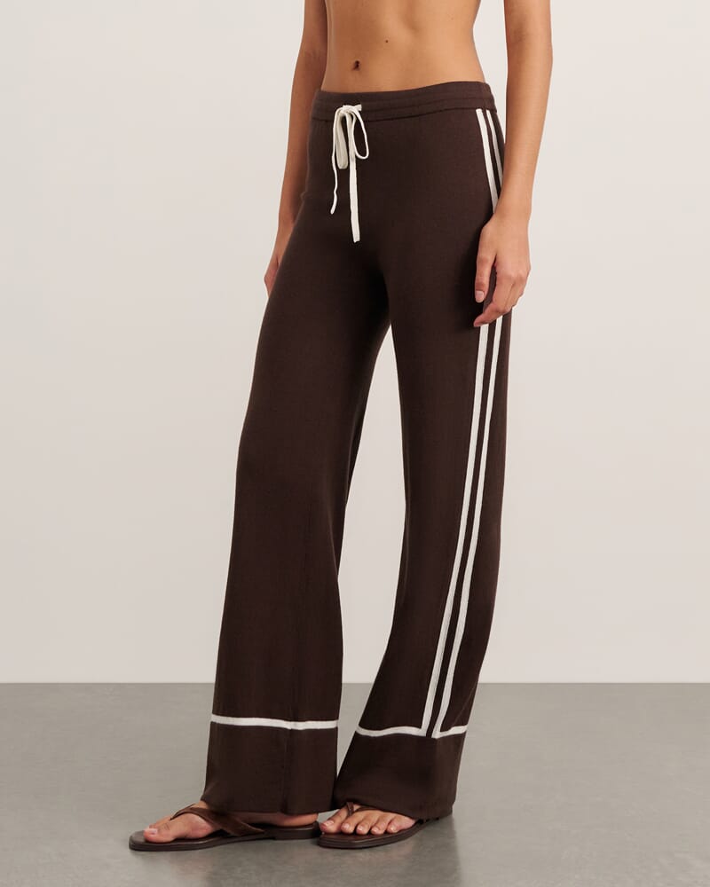 Orla Contrast Knit Pant in DARK CHOCOLATE
