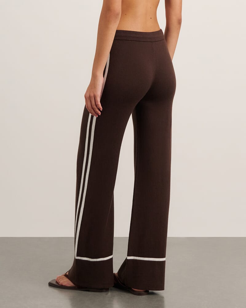 Orla Contrast Knit Pant in DARK CHOCOLATE