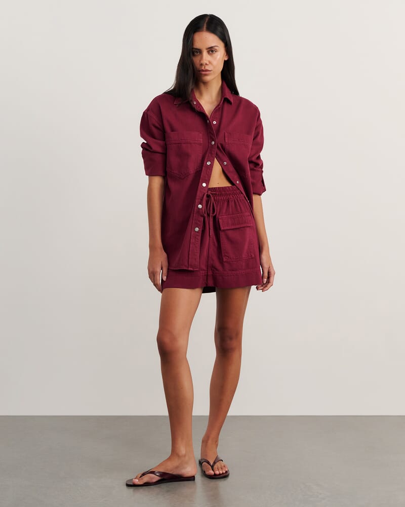 Loe Denim Skirt in WINE