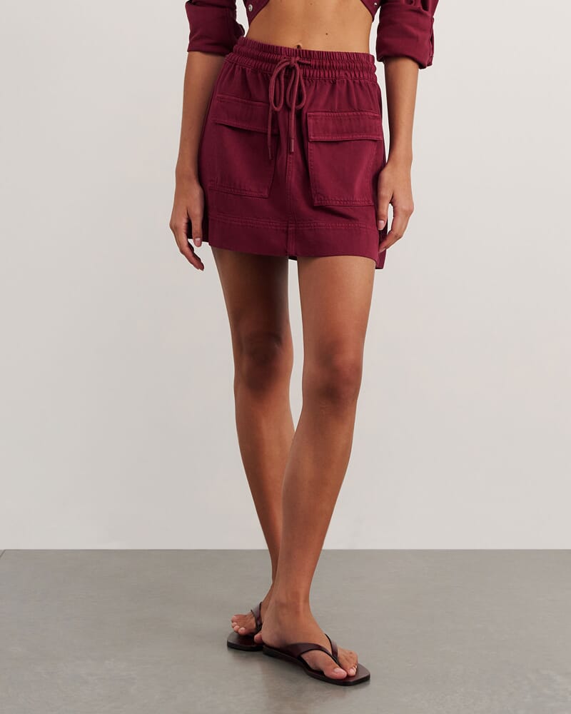 Loe Denim Skirt in WINE