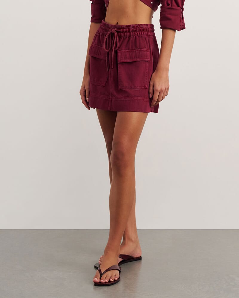Loe Denim Skirt in WINE