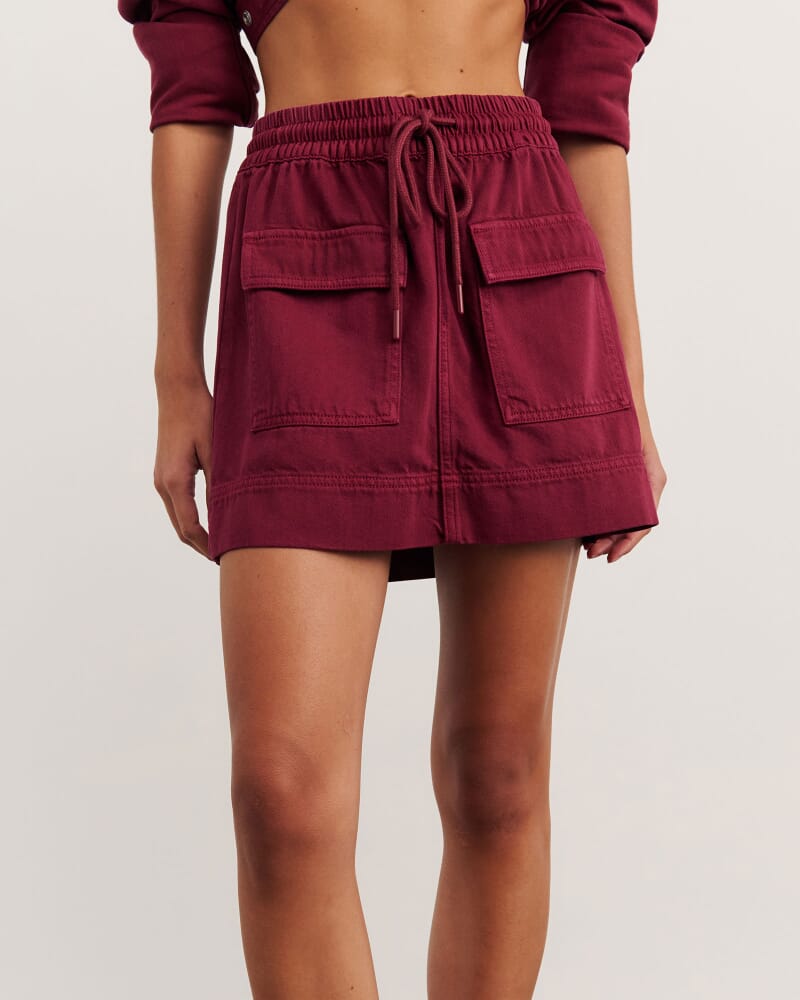 Loe Denim Skirt in WINE