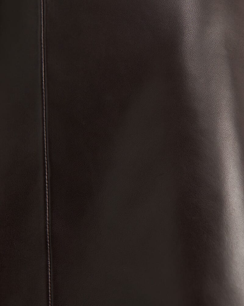Leather Mini Skirt in DARK CHOCOLATE