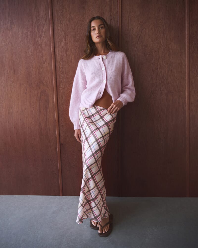 Painterly Bias Skirt in CHECK