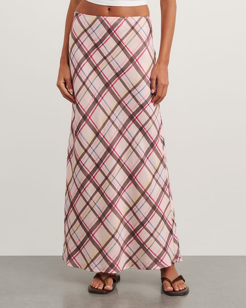 Painterly Bias Skirt in CHECK