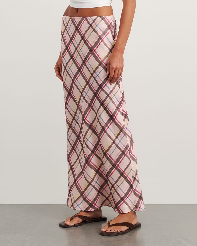 Painterly Bias Skirt in CHECK