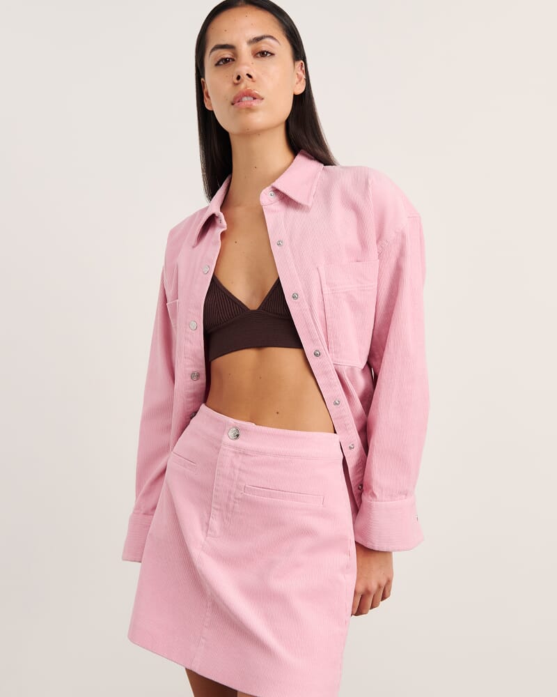 Demi Cord Skirt in PINK FROST